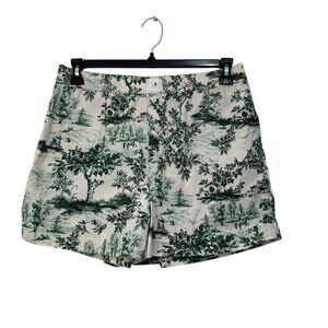 Anthropologie The Wren Boxer Shorts Women Size M Cotton Green/white Toile Print